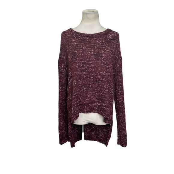 Target burgundy popcorn knit long sleeves high low sweater size Large - Picture 1 of 11